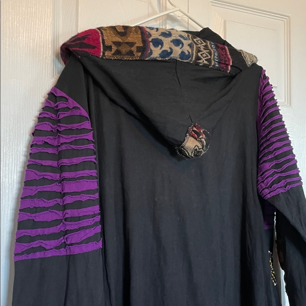 Rising International 2XL Purple/Black Hooded full zip Cardigan jacket tribal - Picture 10 of 11